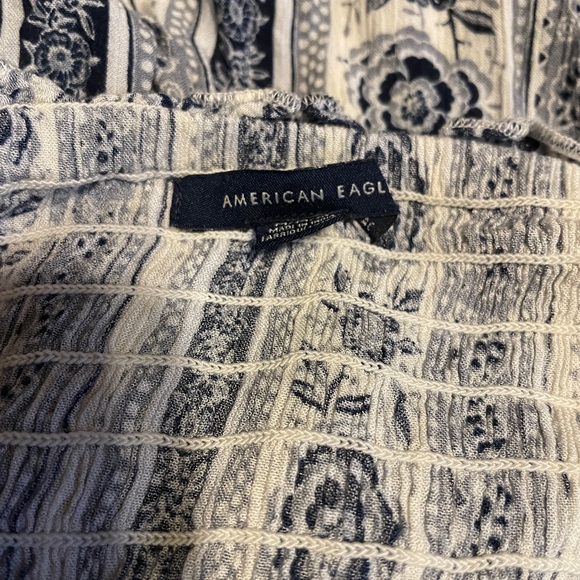 American Eagle Blue Floral Strapless Jumpsuit Sz M Beach Boho Party - Picture 7 of 9